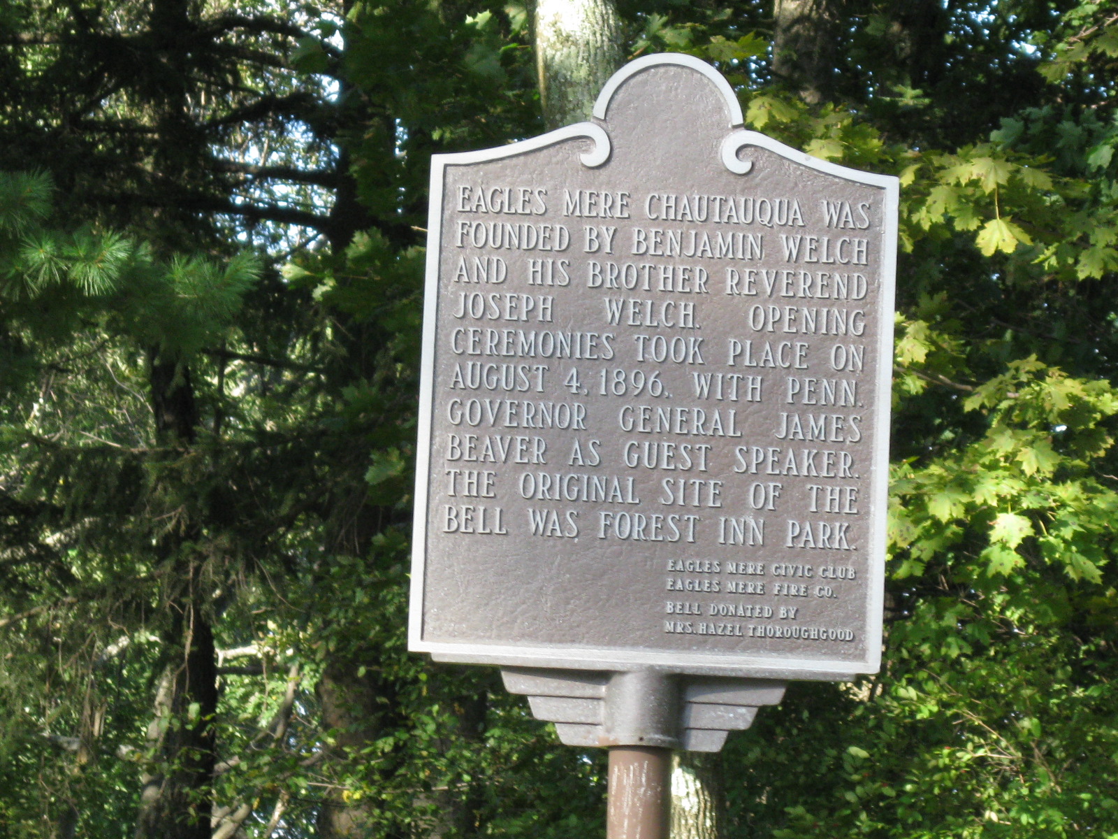 Eagles Mere Chautauqua historical marker